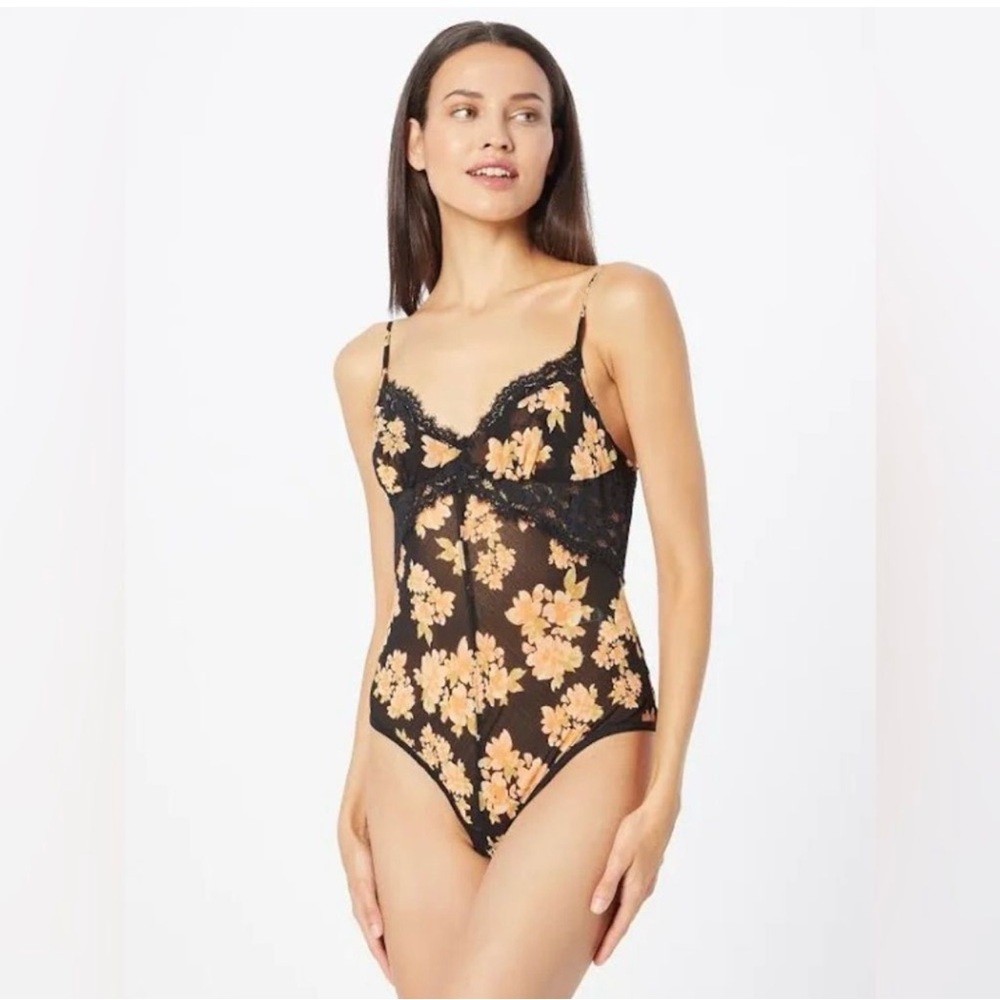 Free People Monday Morning Bodysuit Black sz L Large